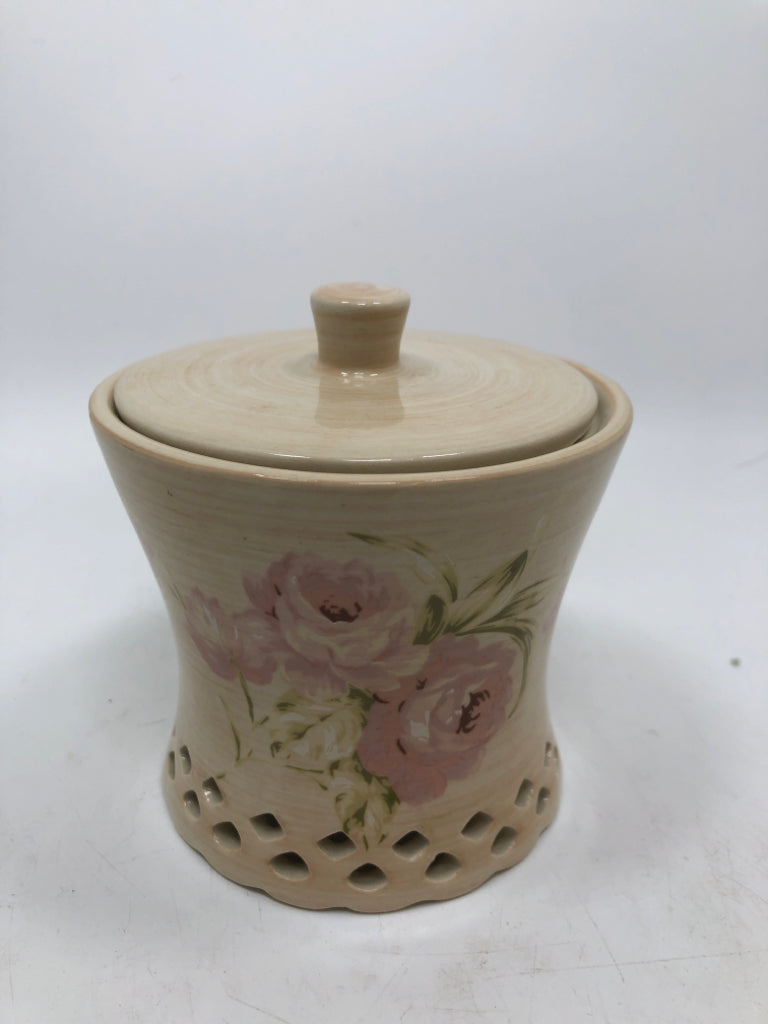 PINK ROSE VANITY CONTAINER W/LID.