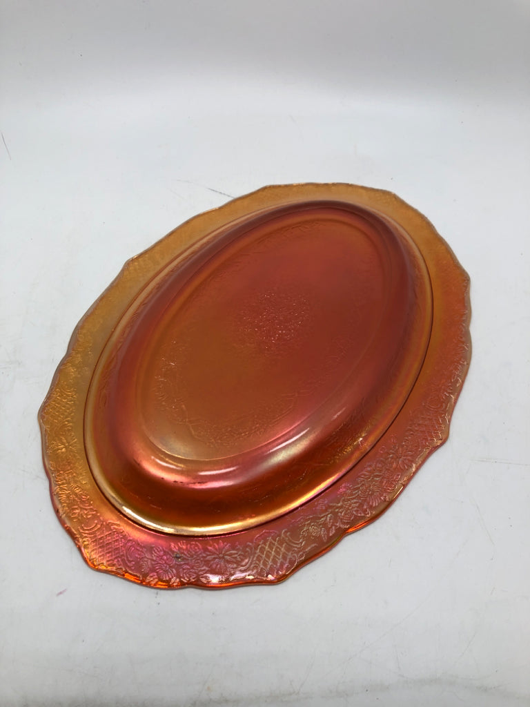 VTG CARNIVAL GLASS OVAL SERVING PLATTER.