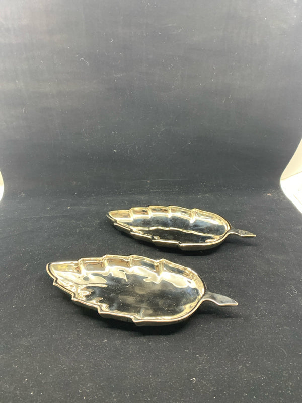 2 SILVER LEAVES TRAYS.