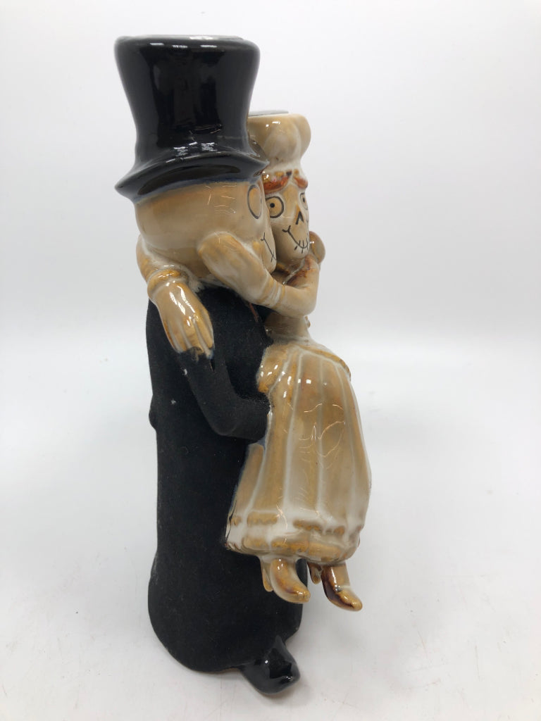 TAPER CANDLE HOLDER BONEY BUNCH SKELETON BRIDE/GROOM-YANKEE CANDLE.