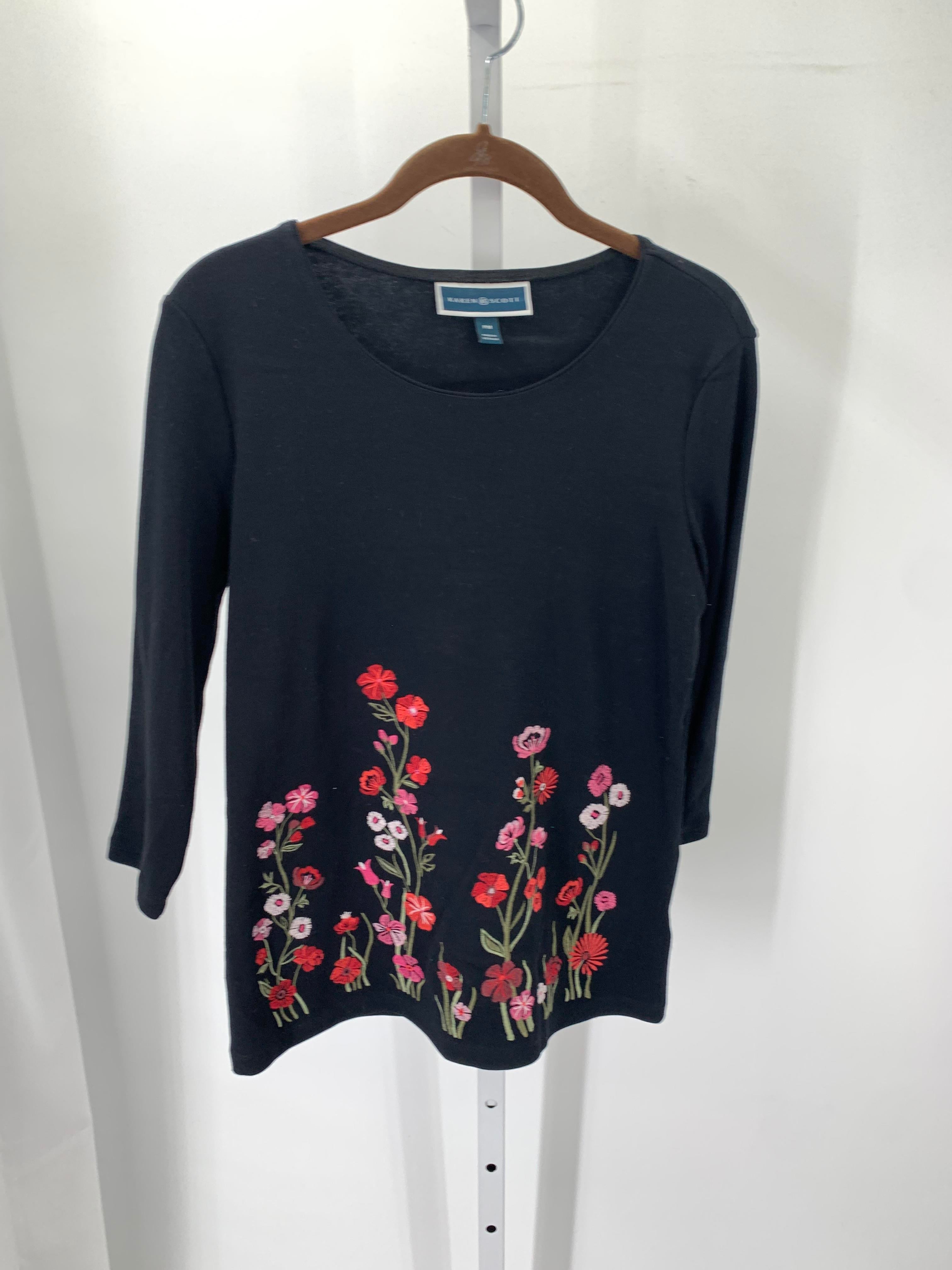 Karen Scott Size Medium Petite Petite 3/4 Sleeve Shirt