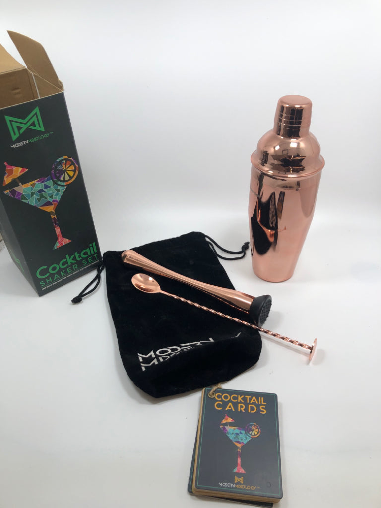 NIB MODERN MIXOLOGY COCKTAIL SHAKER SET.