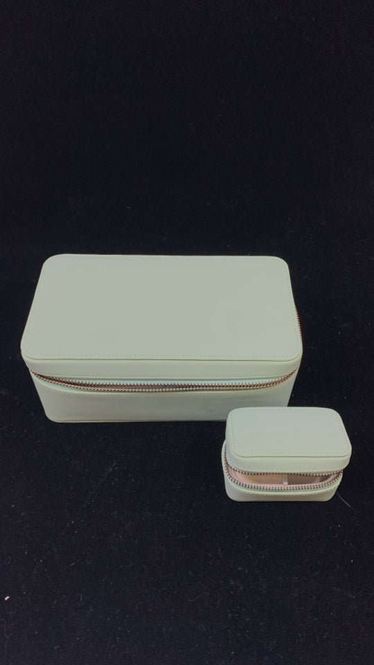 2 PC TRAVEL JEWELRY BOXES FAUX LEATHER.