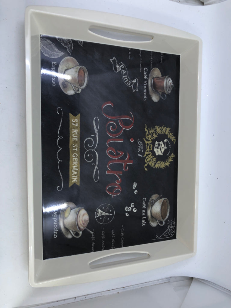 WHITE "BISTRO" MELAMINE SERVING TRAY.