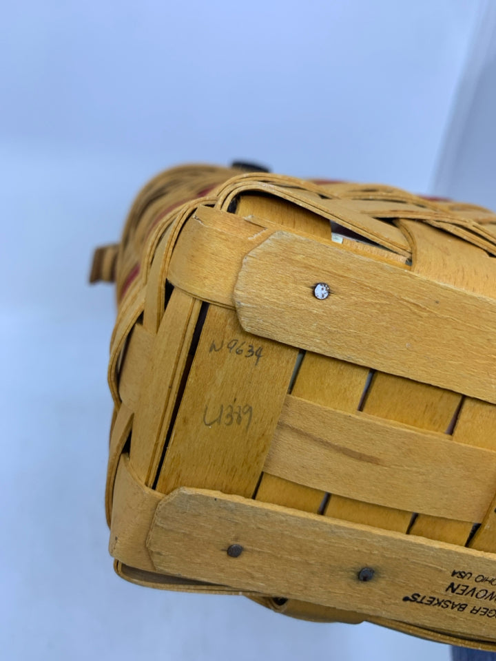 LONGABERGER CHRISTMAS COLLECTION GLAD TIDINGS BASKET 1998 EDITION W/ LINER, INSE