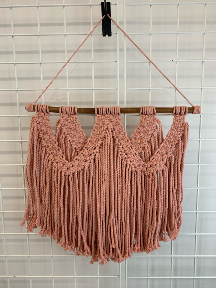 PINK MACRAME TASSEL WALL HANGING.