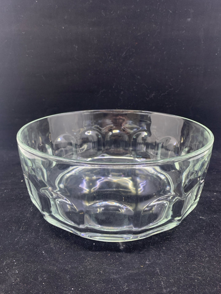 CLEAR GLASS INDENTED BOWL.