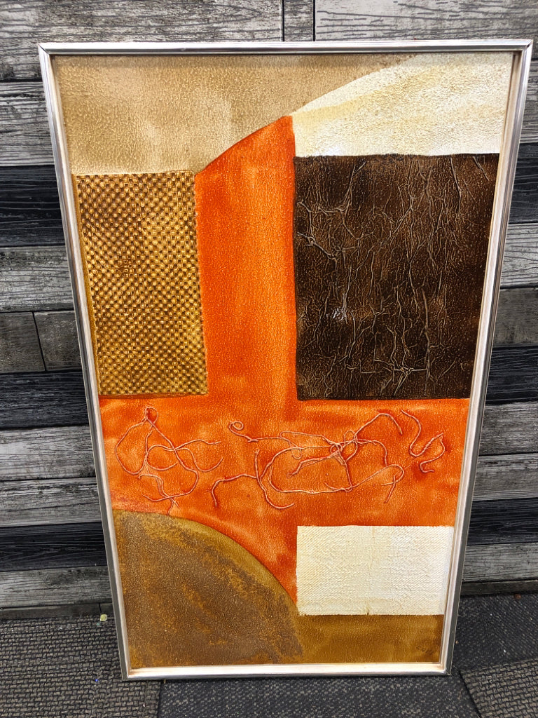 ORANGE AND BROWN ABSTRACT WALL ART.