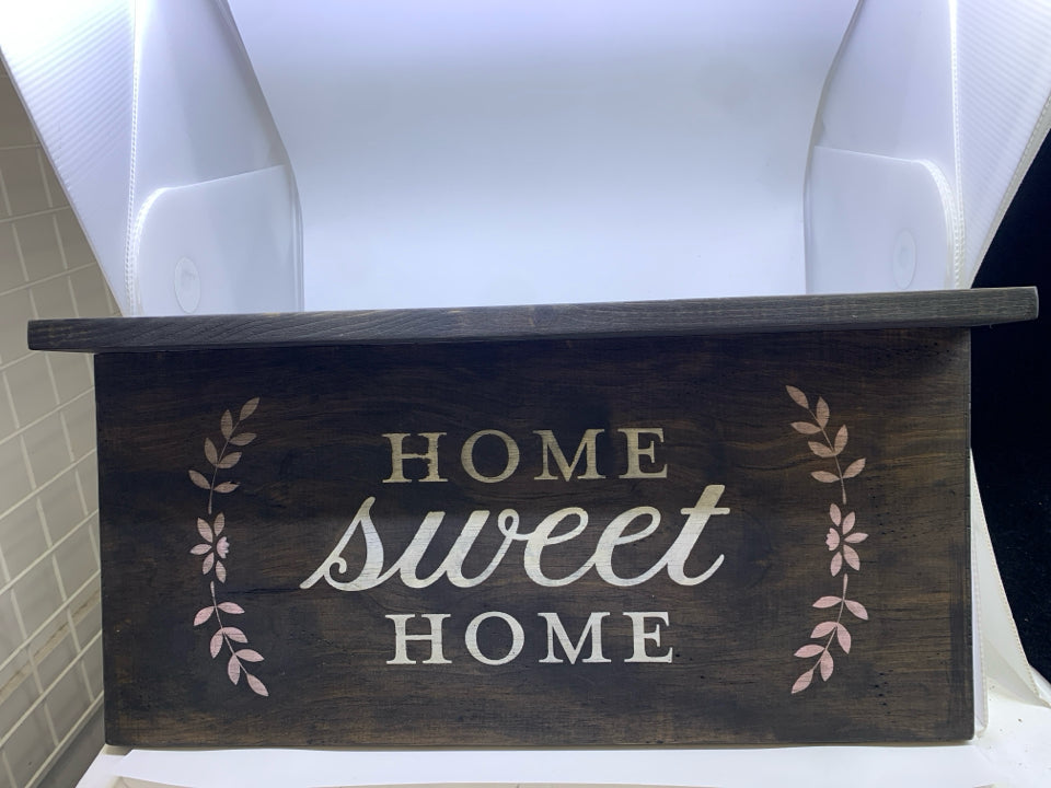 BLACK HOME SWEET HOME WOOD SHELF WALL HANGING.
