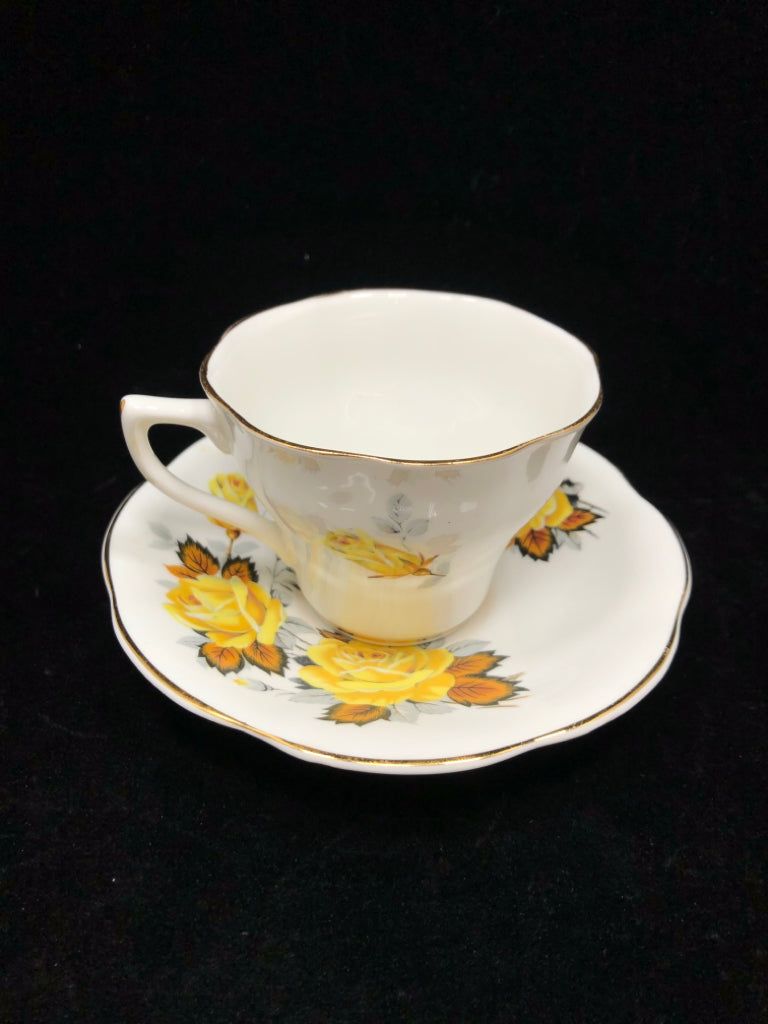 VTG YELLOW ROSE CUP/SAUCER.