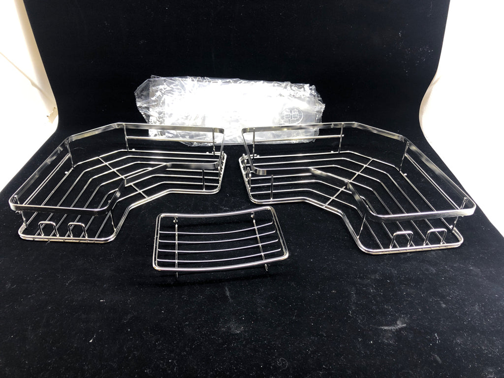 NEW 7PC BATHROOM CORNER SHELF SET - 2 SHELF, 1 SOAP DISH, 4 WALL ADHESIVE.