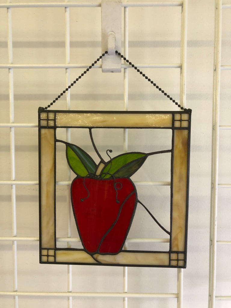 STAIN GLASS APPLE SUN CATCHER.