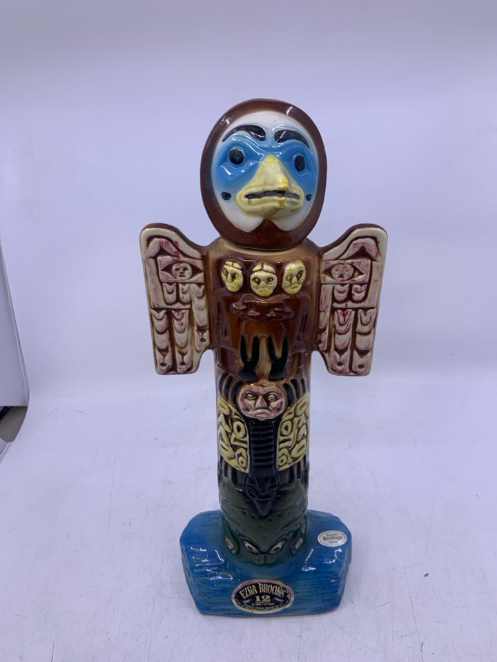 VTG ERA BROOKS TOTEM POLE CERAMIC DECANTER.