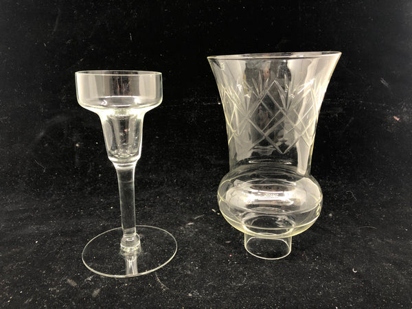 2PC CUT GLASS TAPER CANDLE HOLDER.