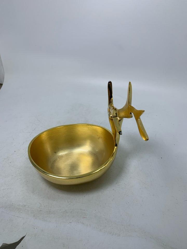 GOLD METAL REINDEER BOWL.