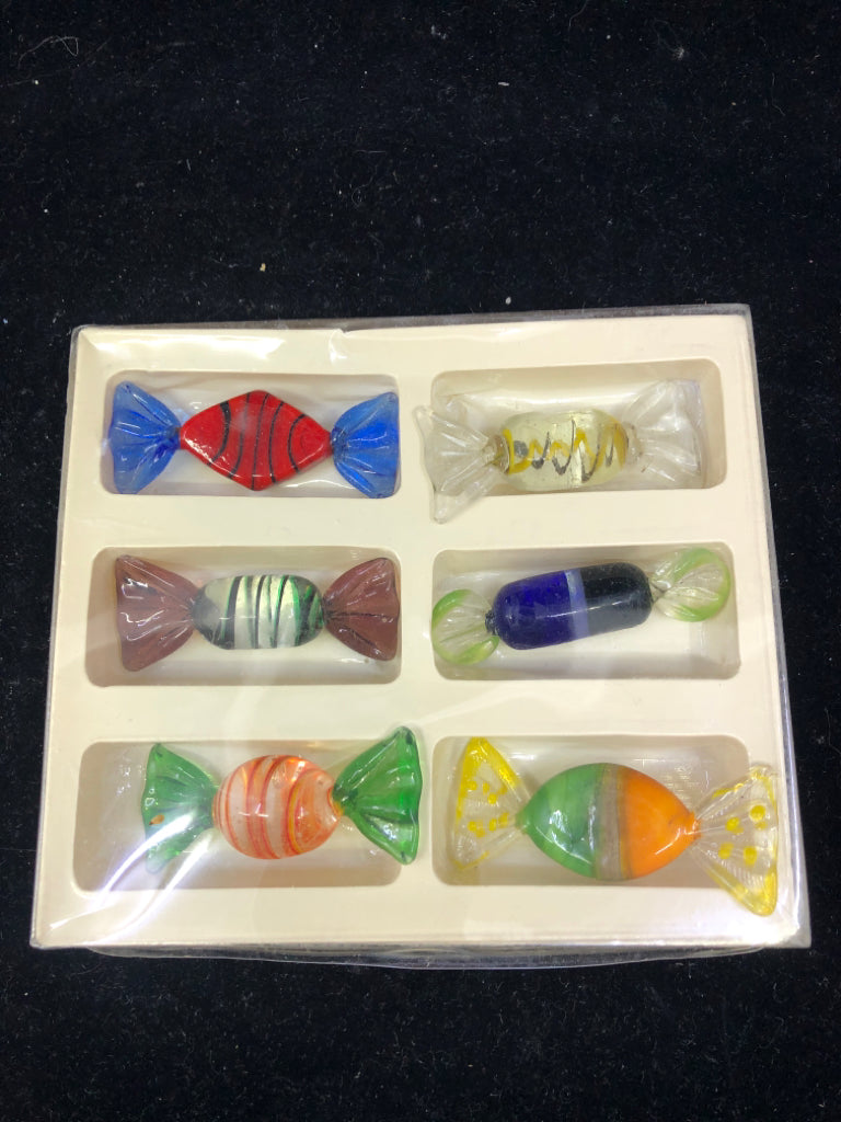 NIB 6 GLASS DECORATIVE CANDY.