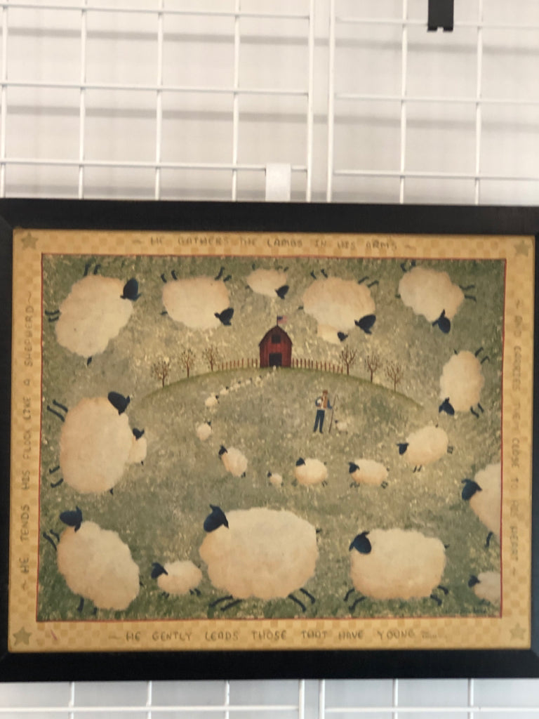 PRIMITIVE SHEEP WALL-HANGING.