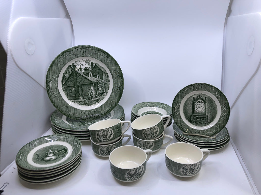 30PC VTG OLD CURIOSITY DISH SET SVC FOR 6.