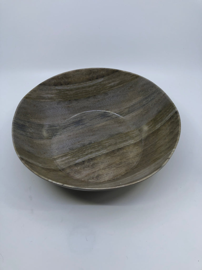 MELAMINE GREY FAUX WOOD SERVING BOWL.