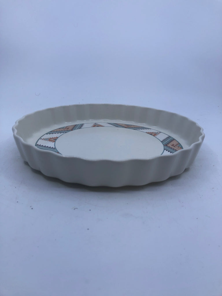 TART DISH W/ AZTEC PATTERN MIKASA INTAGLIO.