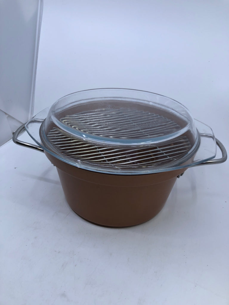 COOKS ESSENTIALS STEAMER/SOUP POT W/GLASS LID.
