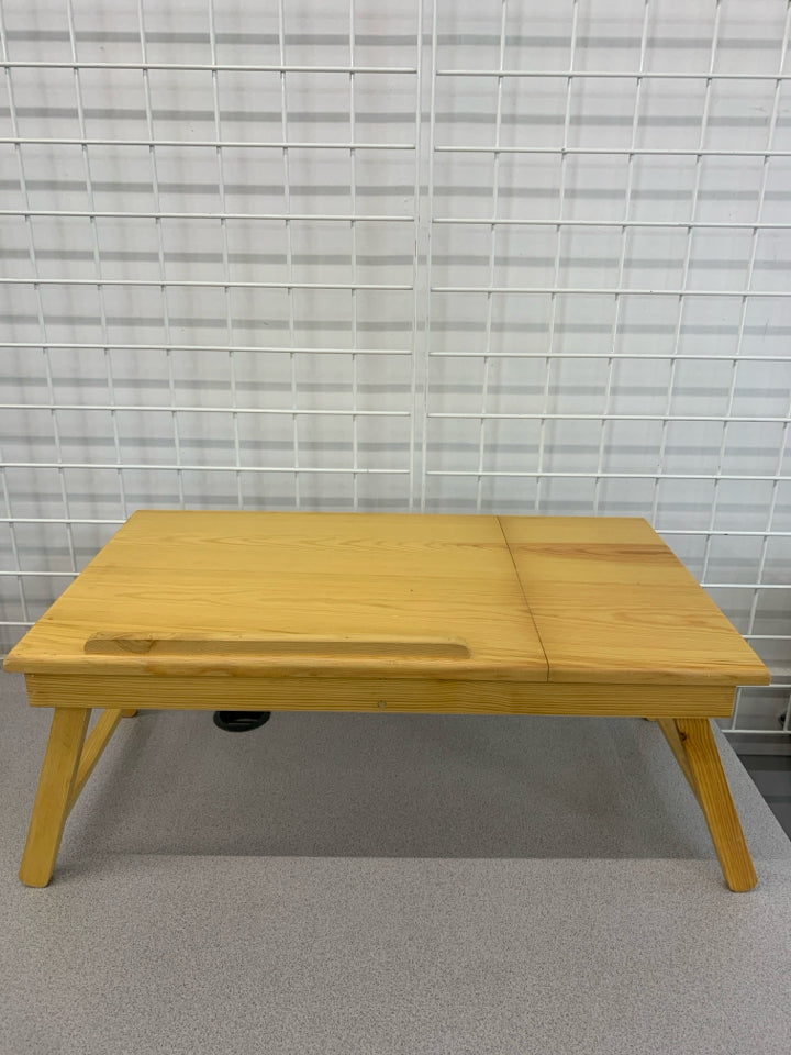 WOODEN LAP DESK W/DRAWER & ADJUSTABLE TABLE.