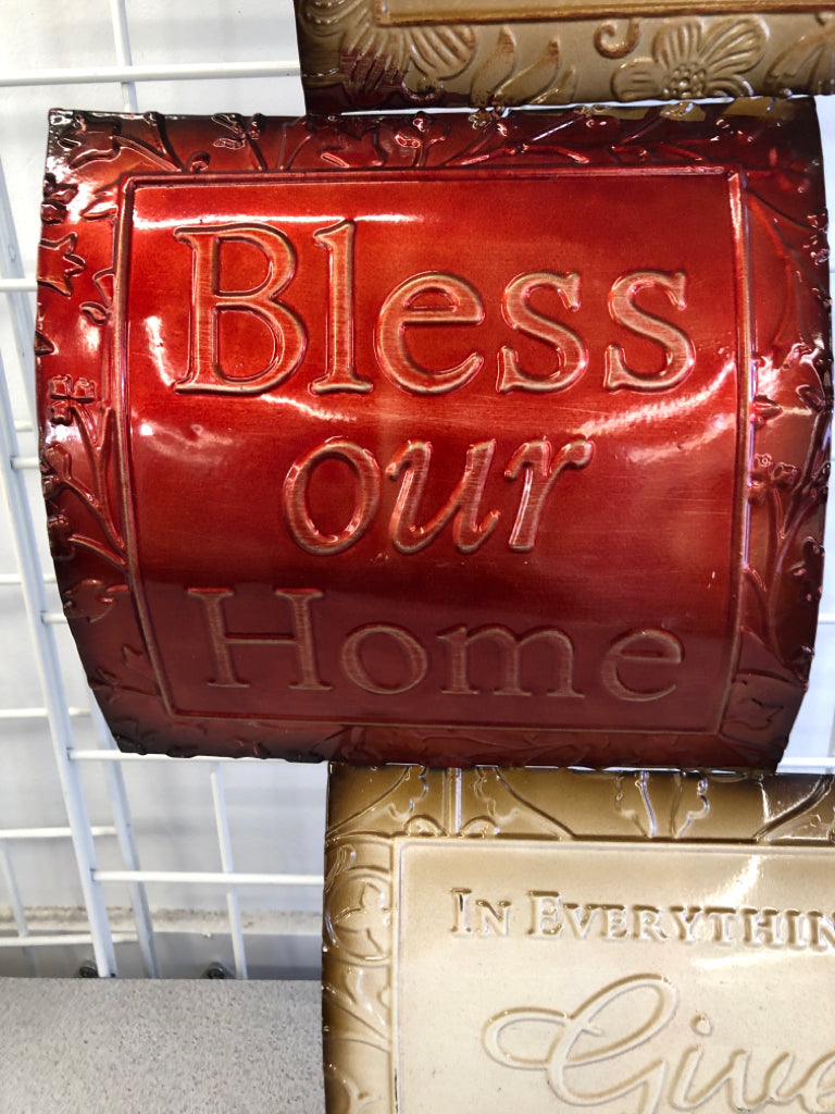 BLESS OUR HOME METAL WALL ART.