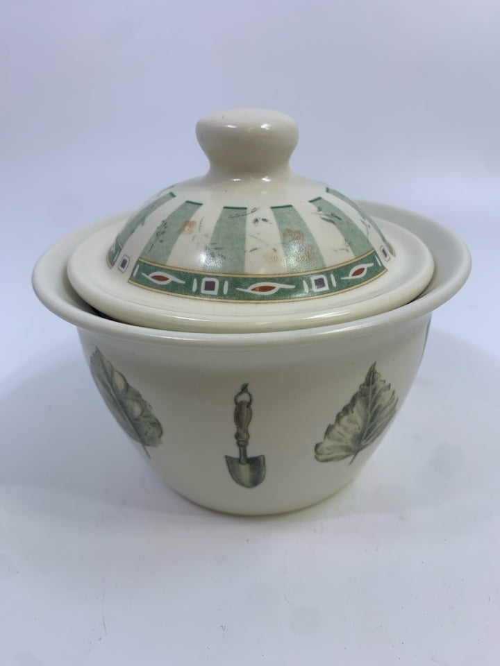 GARDEN THEME COVERED SUGAR BOWL.
