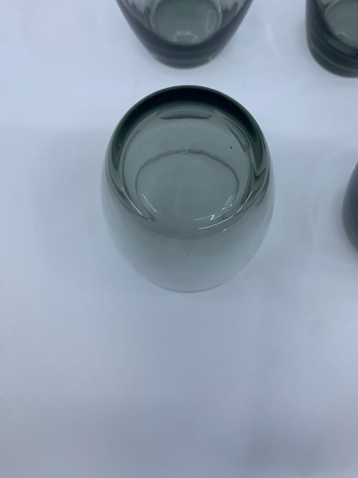 4 HEAVY BOTTOM DARK JUICE GLASSES.