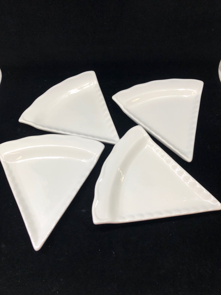 4 BLANC DE BLANC PIZZA SHAPED PLATES.