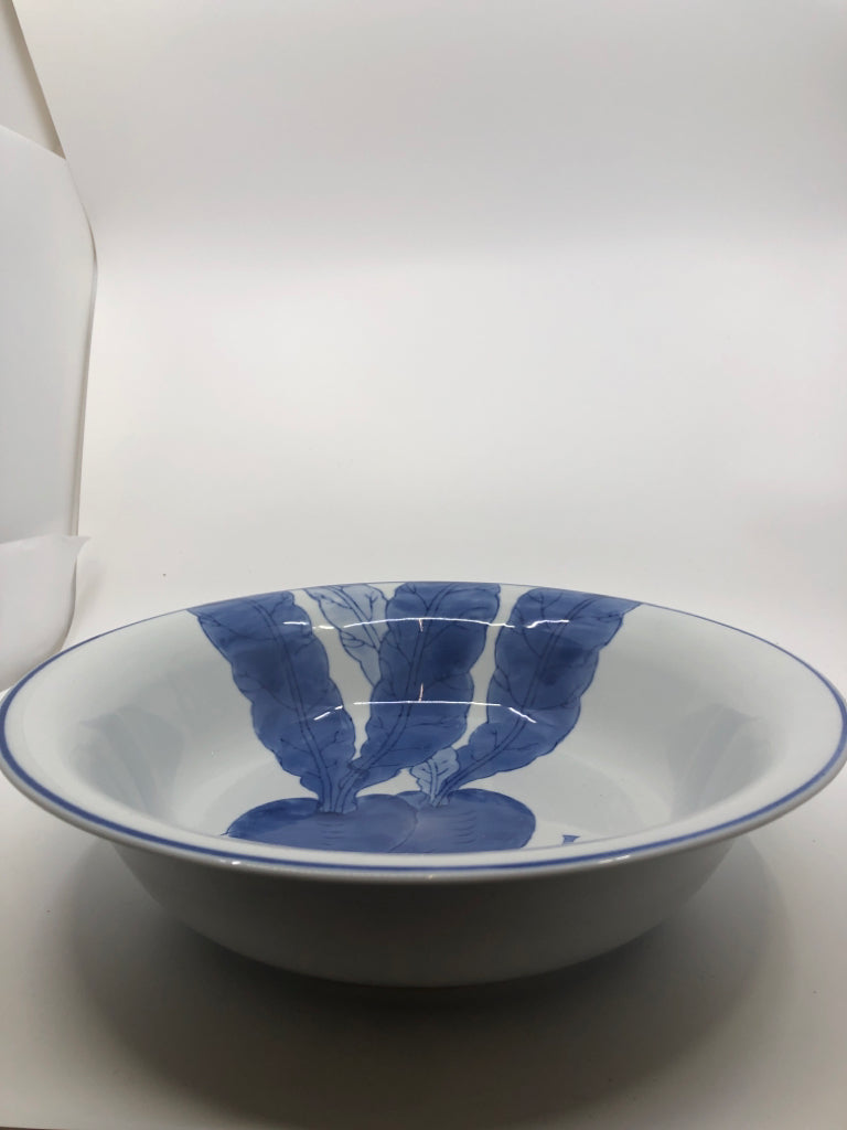 LARGE BLUE RADISH SERVING BOWL.