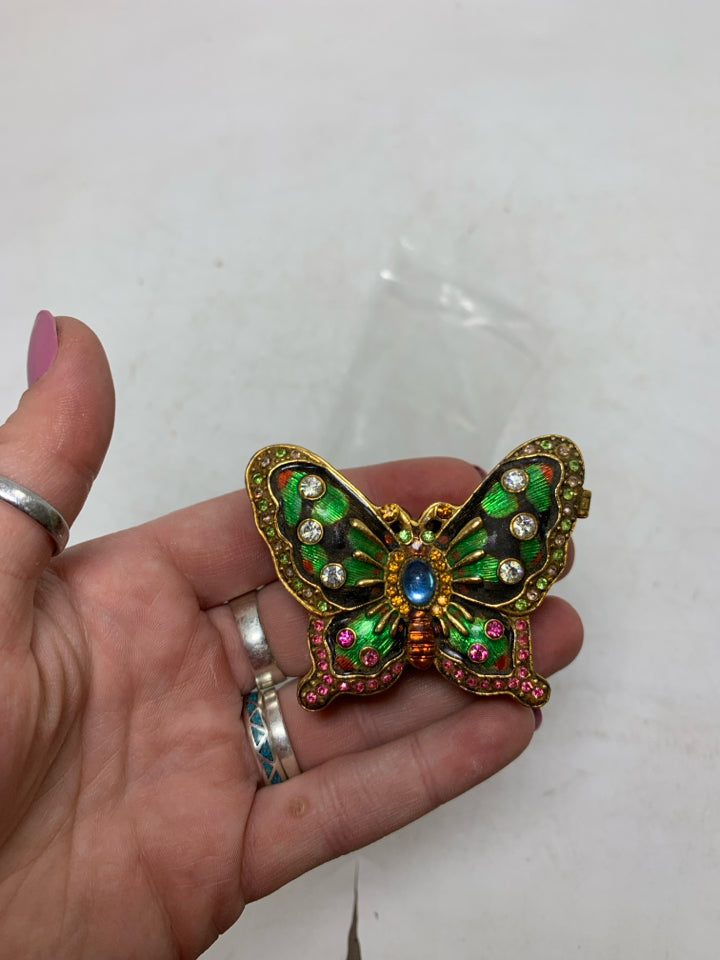 JEWELED BUTTERFLY TRINKET BOX IN BAG.