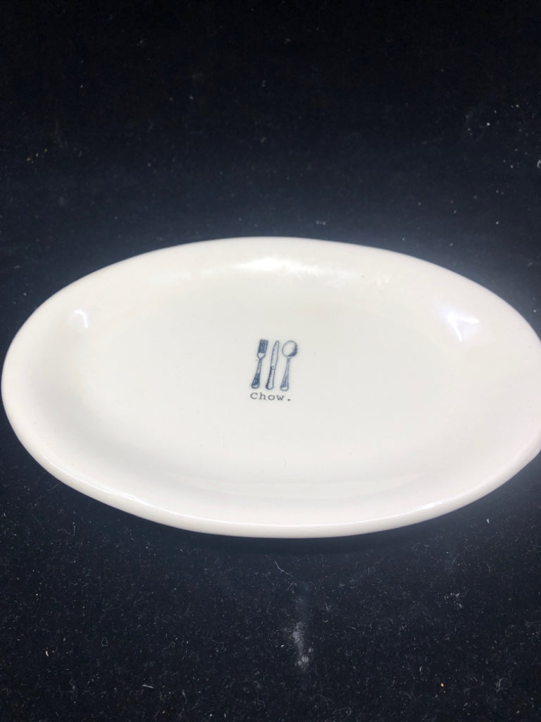 RAE DUNN "CHOW" OVAL PLATE.