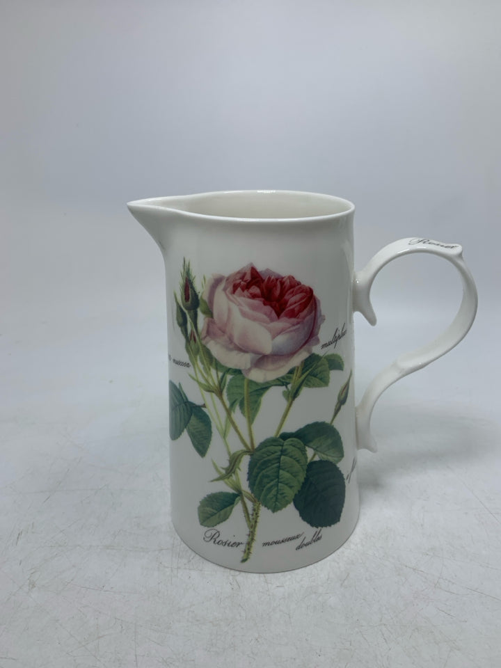 PINK ROSES BONE CHINA PITCHER.