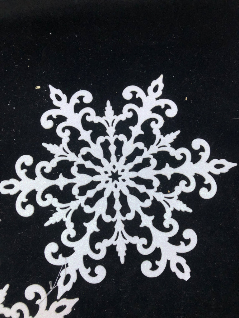 LARGE WHITE GLITTER SNOWFLAKE ORNAMENT.