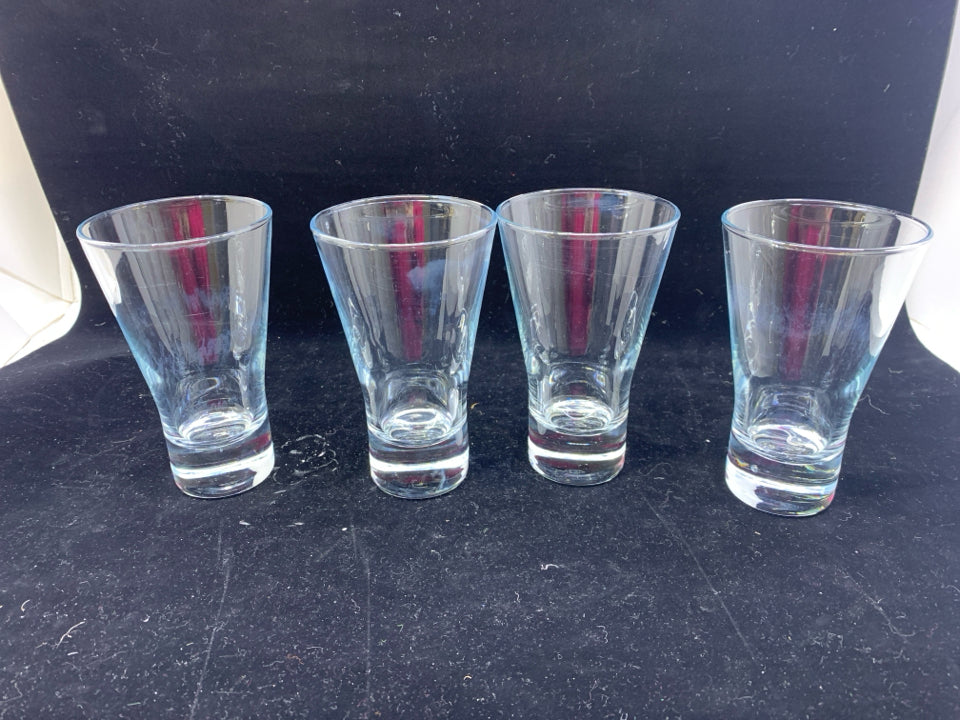 4 SKINNY BOTTOM FLARED TOP GLASSES.