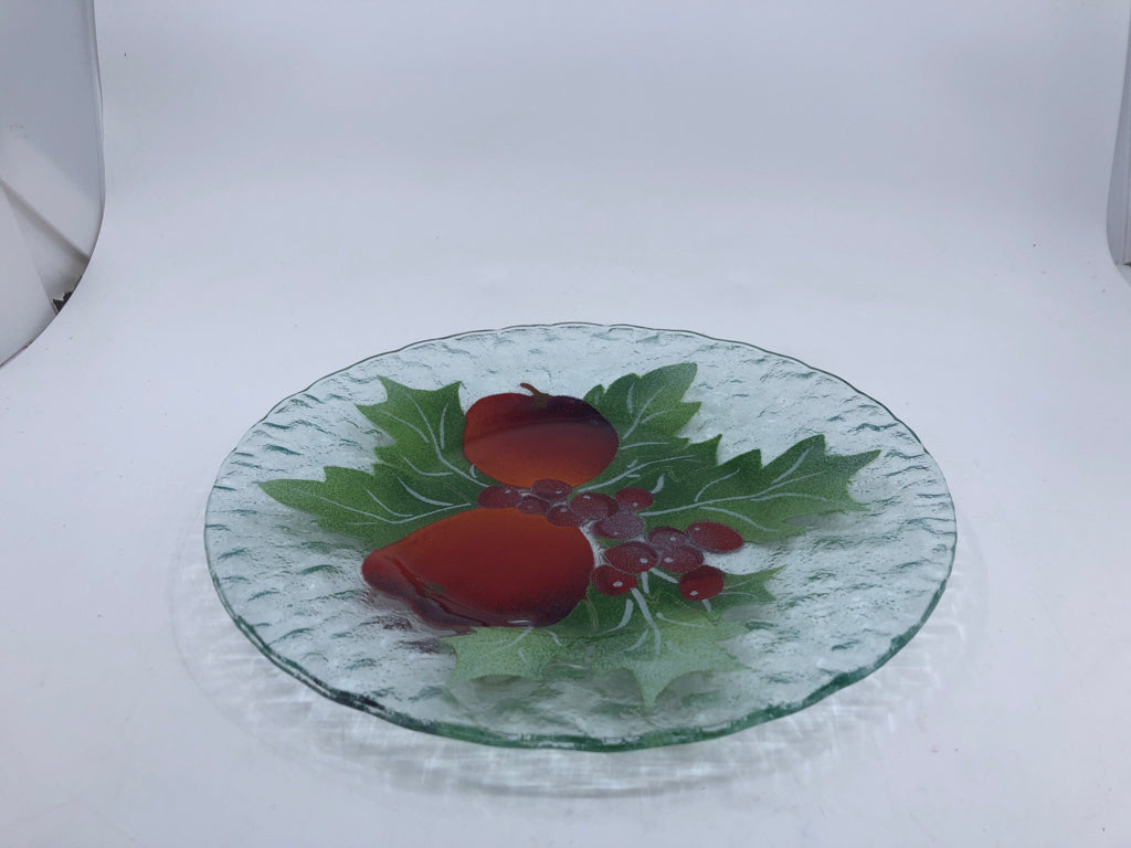 GLASS PLATE W/ APPLES + BERRIES.