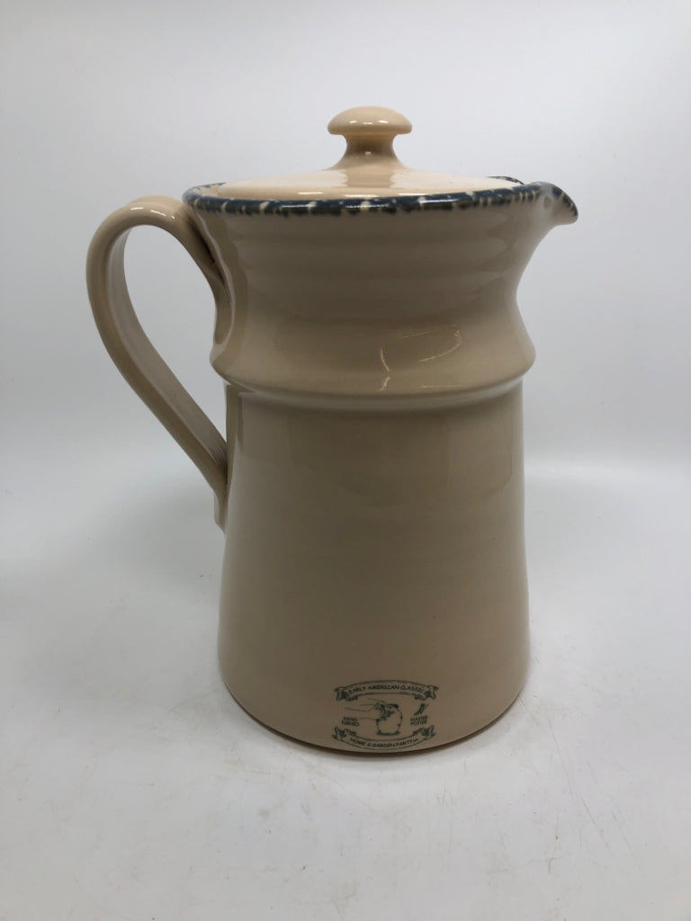 GARDEN PARTY STONEWARE SUNFLOWER PITCHER W/LID.