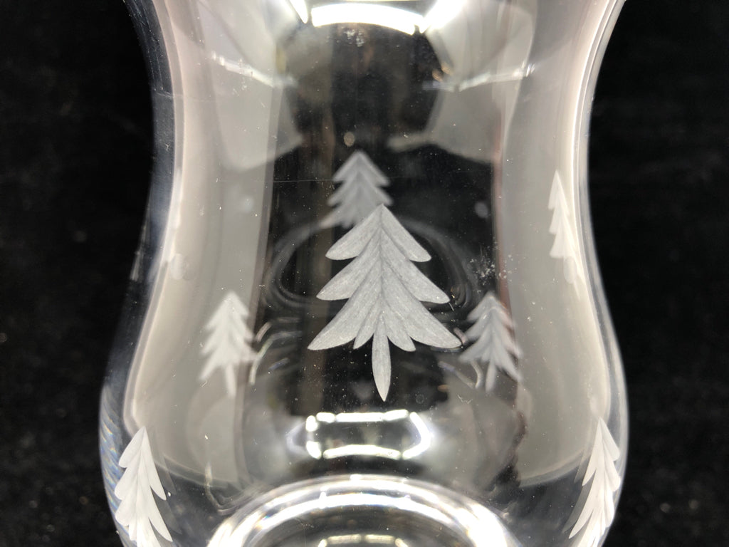 SMALL ETCHED CHRISTMAS TREE CANDLE HOLDER.