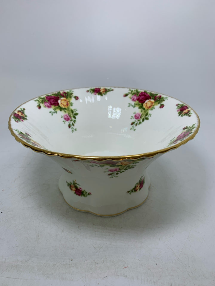 VTG FOOTED TALL BOWL W/ GOLD EDGE.
