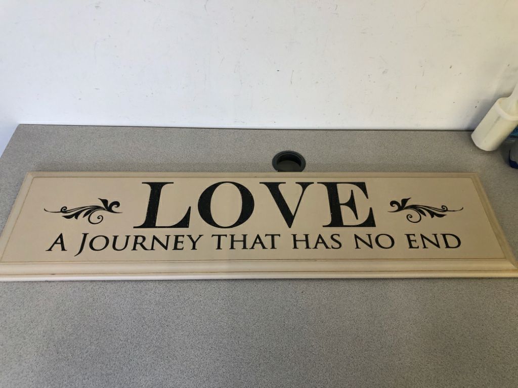 LOVE A JOURNEY THAT HAS NO END TAN/BLACK WALL ART.
