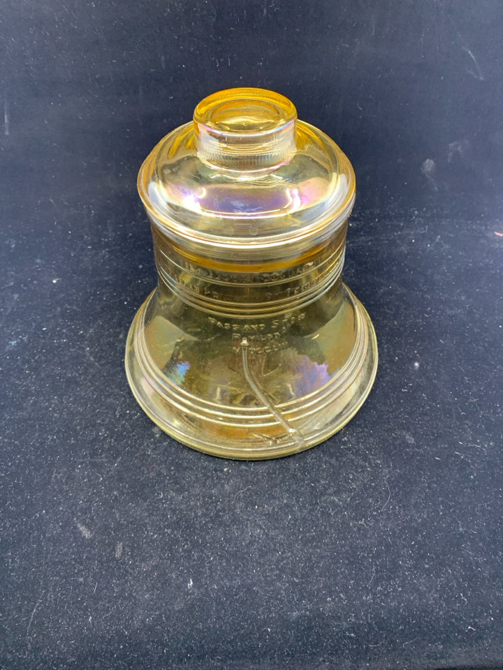 IRIDESCENT LIBERTY BELL BICENTENNIAL GLASS COOKIE JAR.