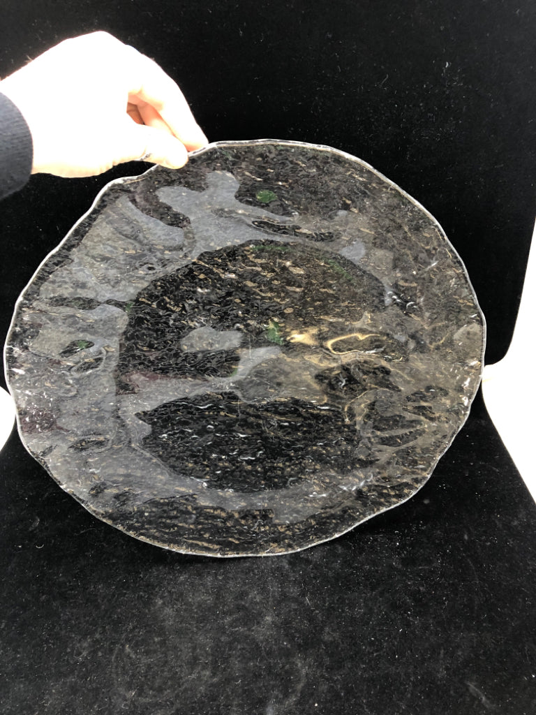 CLEAR CRACKLE GLASS PLATTER.