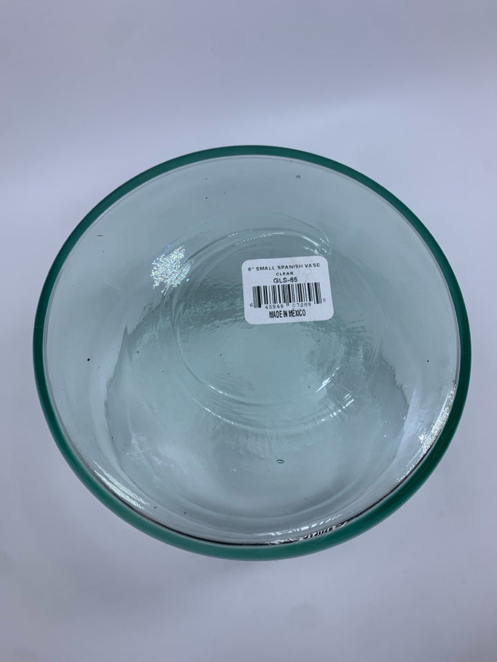SM GREEN-TINTED GLASS SPANISH VASE.