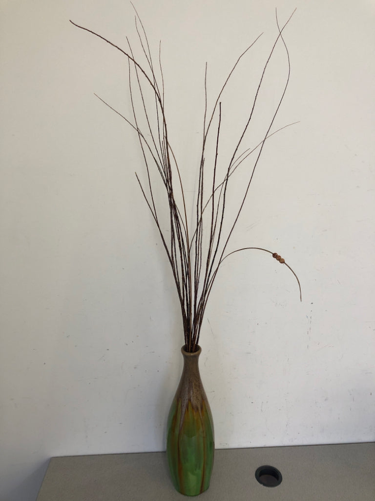 GREEN DRIP VASE W TWIGS.