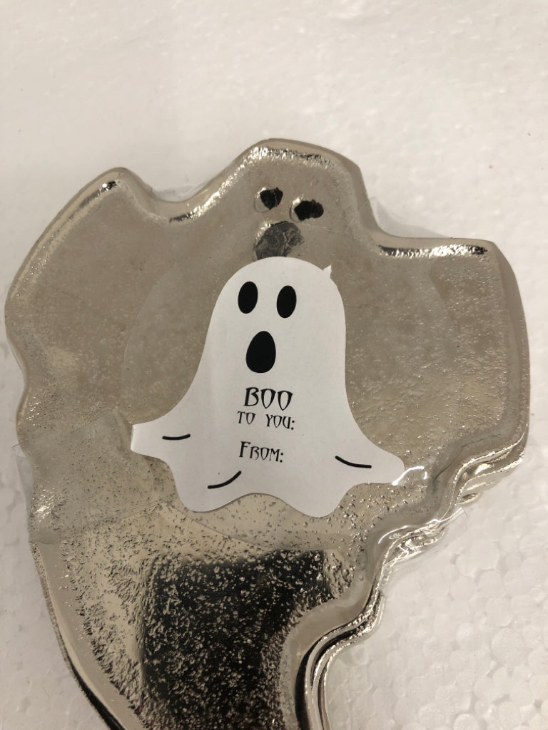 NIP 4 SILVER METAL GHOST SHAPED COASTERS.