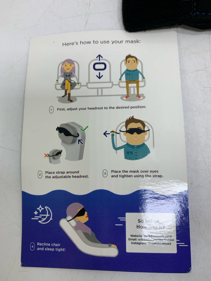 SEATDREAMZZZ TRAVEL SLEEP MASK.