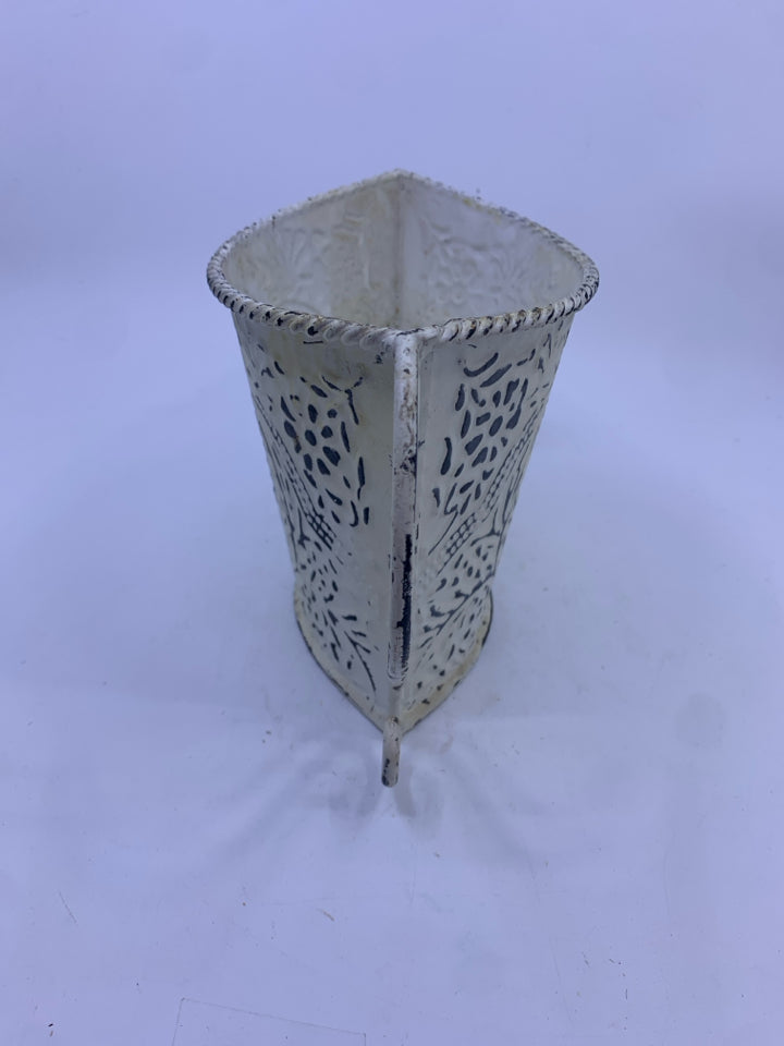 WHITE METAL FOOTED PLANTER.