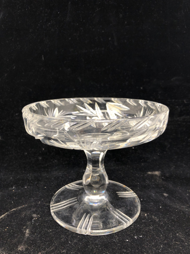 CLEAR CUT GLASS CANDY DISH.