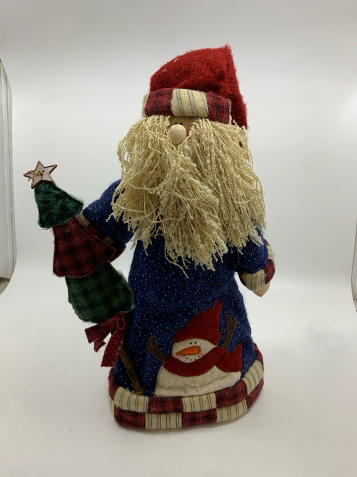 PRIMITIVE SANTA HOLDING TREE PLUSH TOPPER.